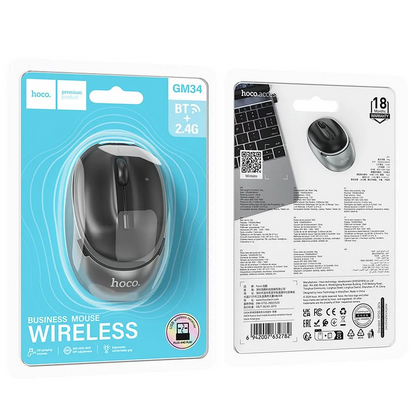 HOCO GM34 Wireless Mouse, 1600DPI, BT / Wi-Fi, Black