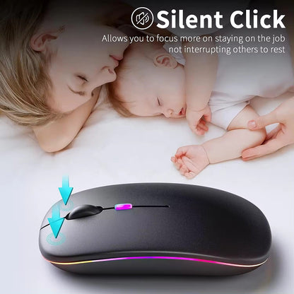 Techsuit M1 Wireless Mouse, RGB, 1600DPI, BT / Wi-Fi, Black