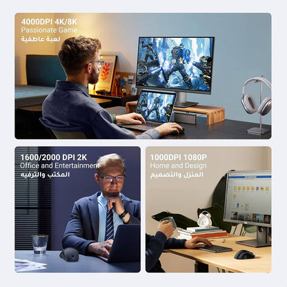 UGREEN MU101 Wireless Mouse, 4000DPI, BT / Wi-Fi, Black