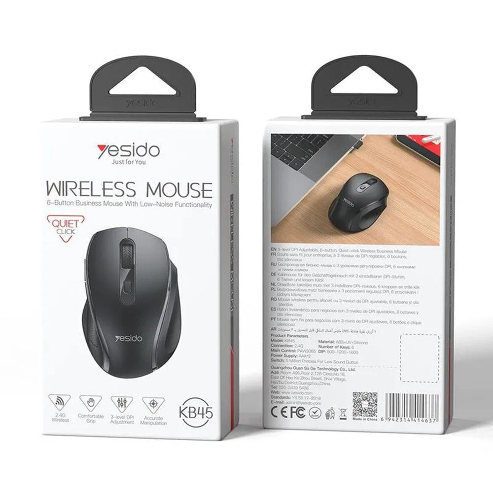 Wireless Mouse Yesido KB45, 800DPI - 1600DPI, Black