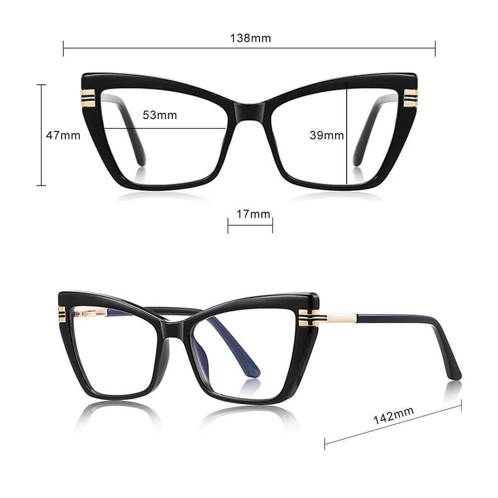 Techsuit 2263 Women's Computer Glasses, Anti-Blue Light, Black