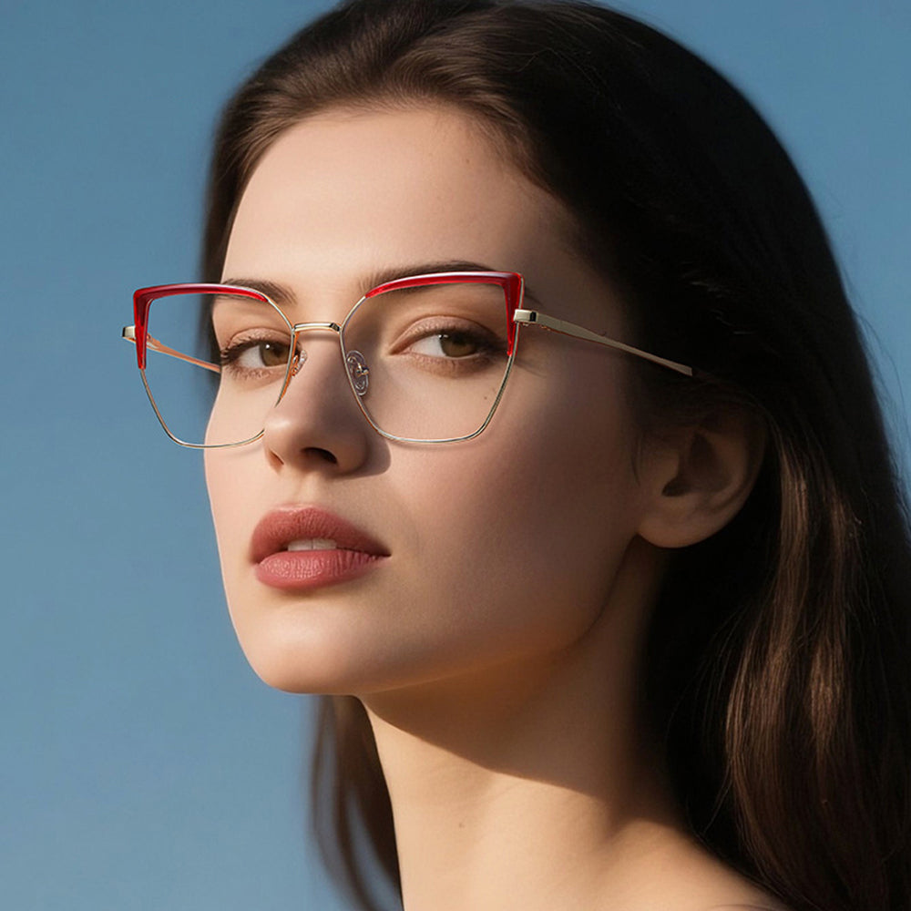 Techsuit 3156 Women's Computer Glasses, Anti-Blue Light, Black Gold
