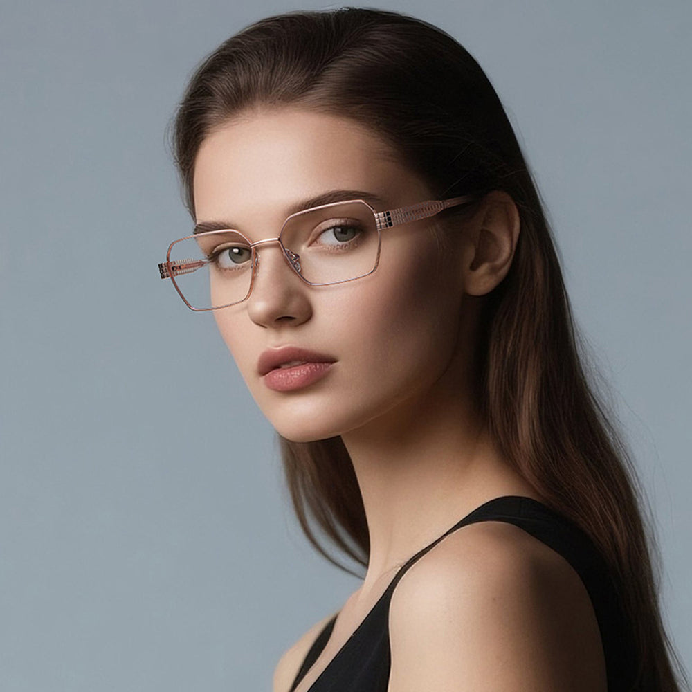 Techsuit 3161 Women's Computer Glasses, Anti-Blue Light, Pink Gold