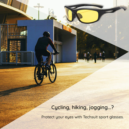 Unisex Cycling Glasses Techsuit 9309, Polarized, Black Red