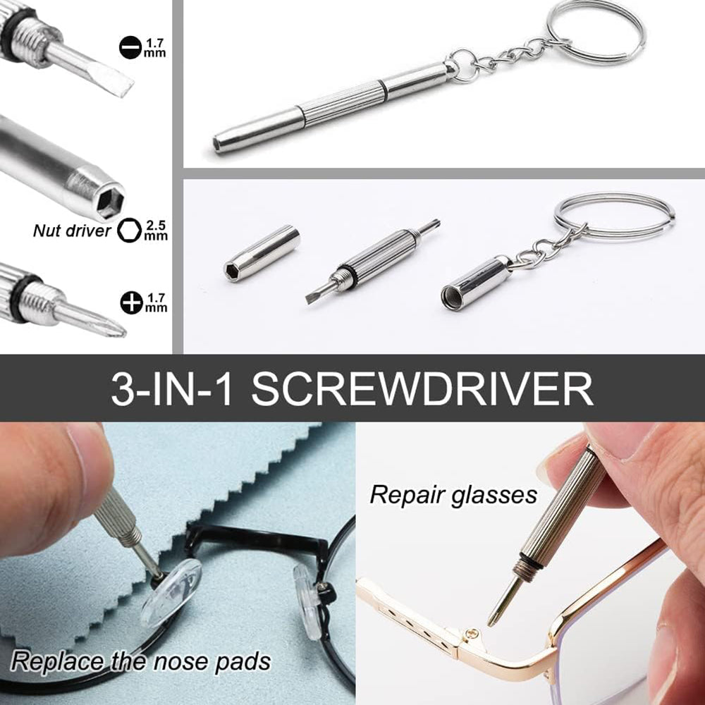Silicone Nose Pads for Glasses and Techsuit ST1 Screwdriver, Set of 10 Pieces, Transparent