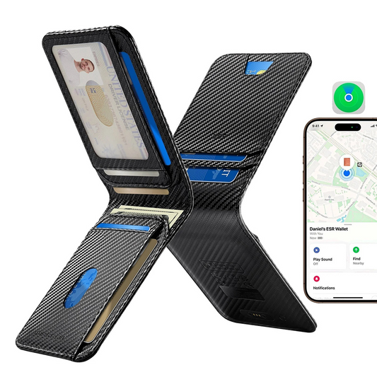 ESR Classic Geo Carbon Wallet with Find My Function and RFID Protection, Black, Resealed