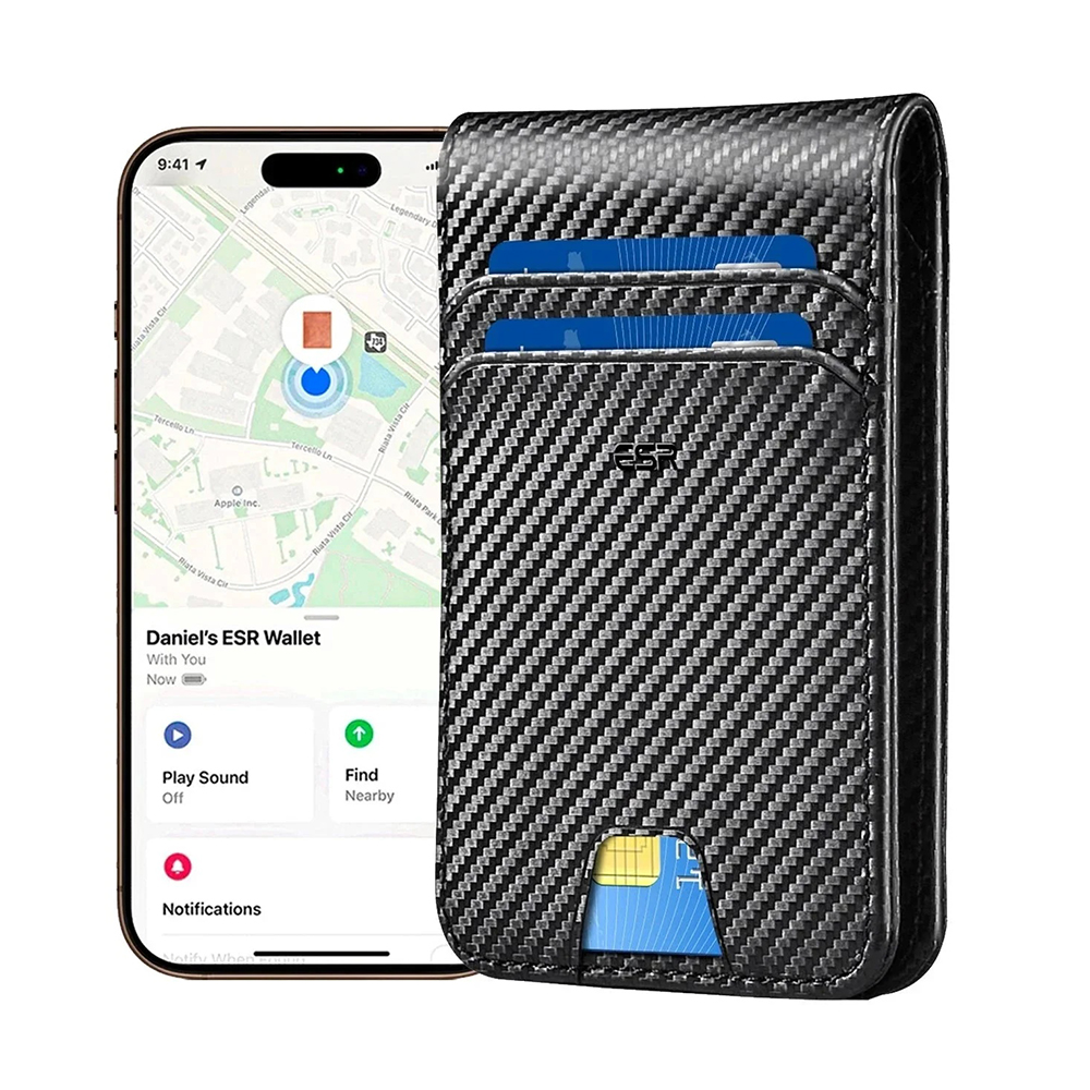 ESR Classic Geo Carbon Wallet with Find My Function and RFID Protection, Black, Resealed