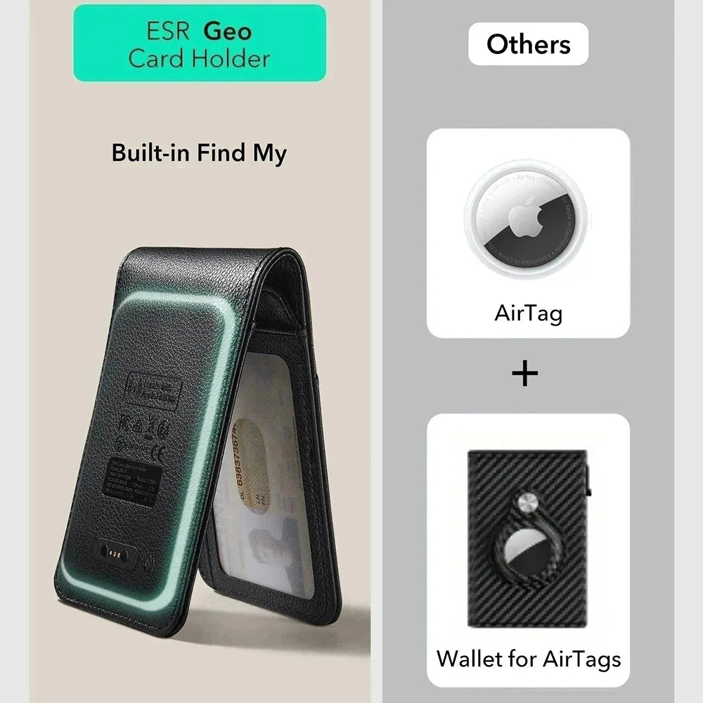 ESR Classic Geo Carbon Wallet with Find My Function and RFID Protection, Black, Resealed