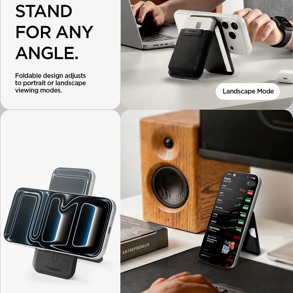MagSafe Wallet, Spigen, Slim Fold Tripod S314-4, Black AFA11591