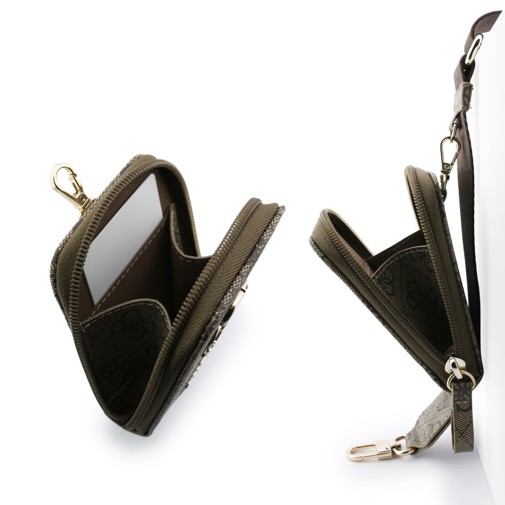 Guess 4G Metal Logo Wallet and Phone Lanyard, Brown