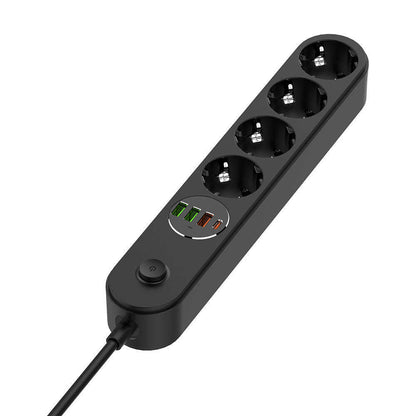 ColorWay Extension Cord, 4 x Schuko - 3 x USB-A - 1 x USB-C, Black