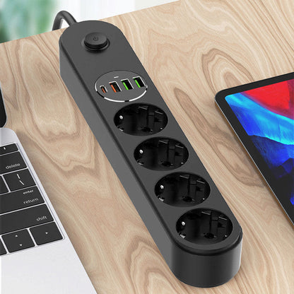ColorWay Extension Cord, 4 x Schuko - 3 x USB-A - 1 x USB-C, Black