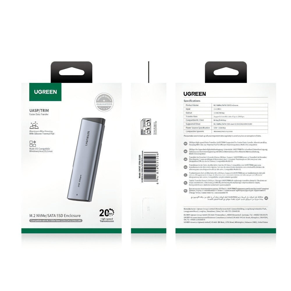 UGREEN CM767 (55150) Rack for M.2 NVMe SSD, Gray