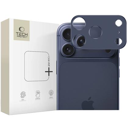 Tech-Protect Camalloy Fit+ Rear Camera Protection Frame for Apple iPhone 17 Pro, Aluminum, Navy Blue