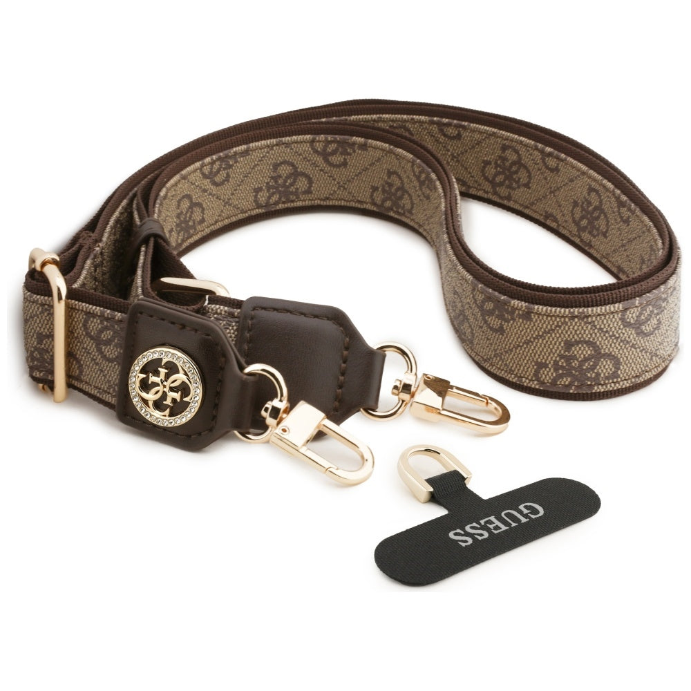 Guess 4G Strass Metal Logo Phone Lanyard, Brown