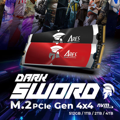 Solid State Drive (SSD) Dato Ares Dark Sword, NVME 1.4, PCIE Gen4x4, 2TB, Red ARSDSR-2TB