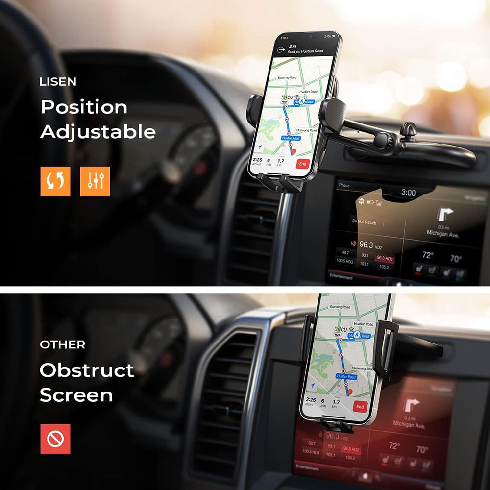 Lisen 2in1 Car Holder, 4.7inch - 7.2inch, Black YL0222040016