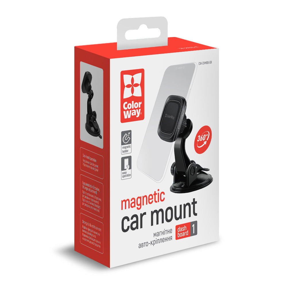 Magnetic Car Holder ColorWay CW-CHM06, Universal, Black