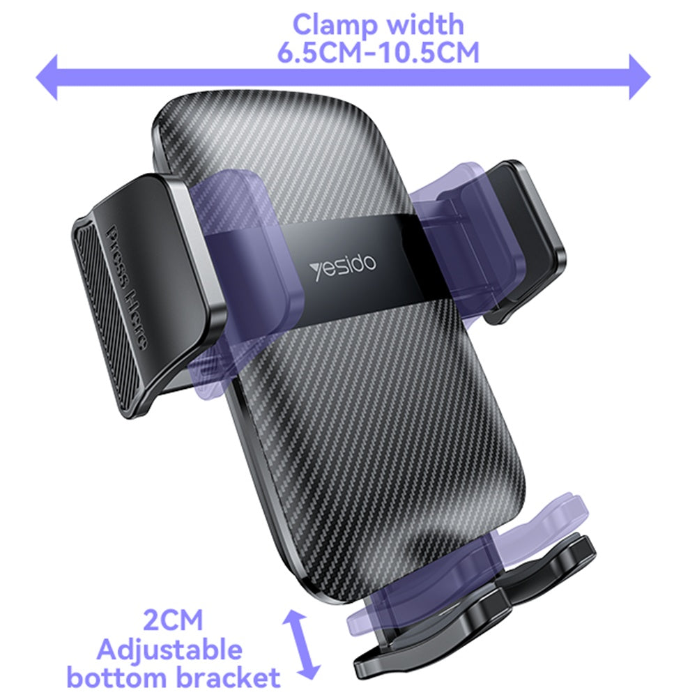 Yesido C251 Car Holder, 4.8inch - 7.2inch, Black