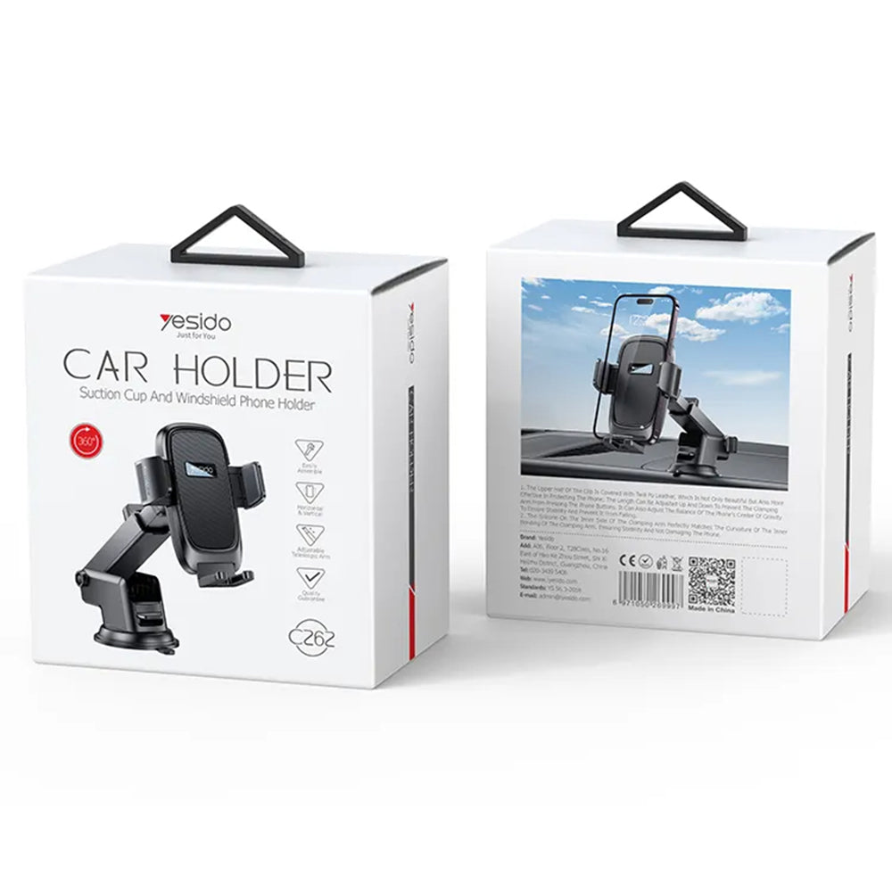 Yesido C262 Car Holder, 4.7inch - 7.2inch, Black