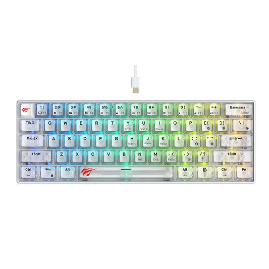 HAVIT KB903L Gaming Keyboard, RGB, 1.8m, White Transparent