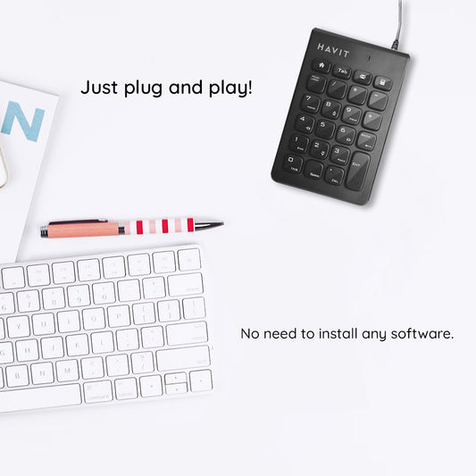 HAVIT KB223 Wired USB Numeric Keyboard, 1.5m, Black