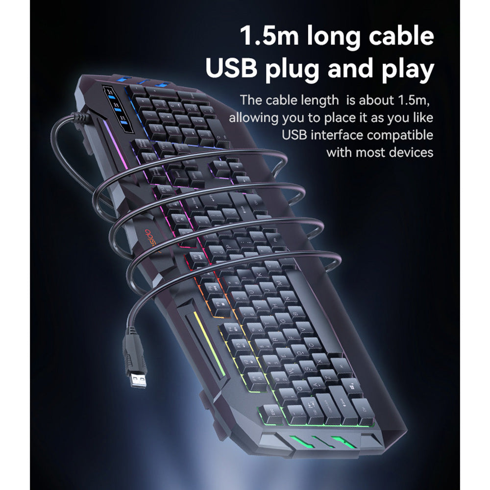 Yesido KB21 Wireless Keyboard, RGB, 1.5m, Black