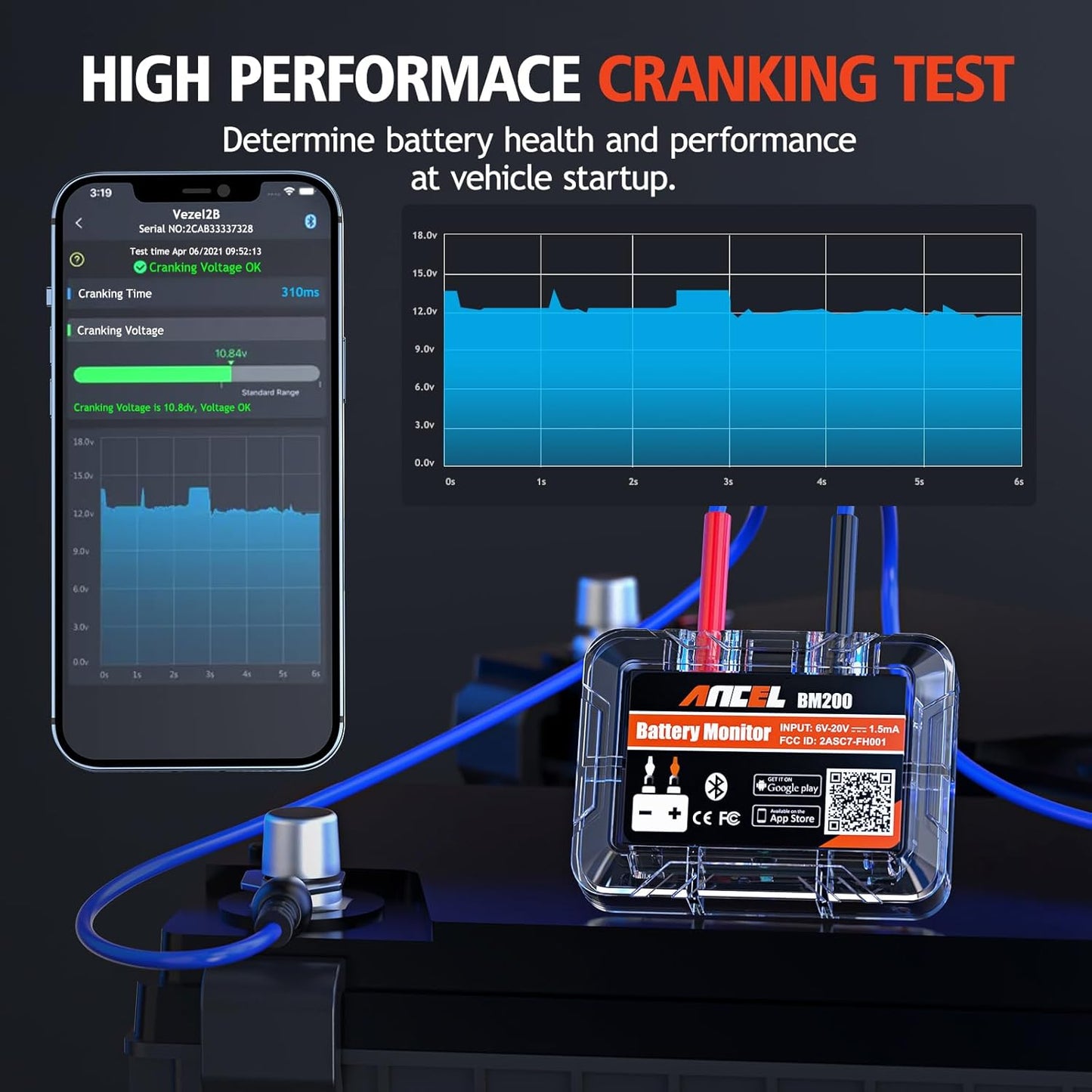 Bluetooth Tester for Car Battery Monitoring Ancel BM200